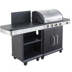 Cook'In Garden Barbecue gaz FIDGI 4 Brûleurs, réchaud latéral et desserte Outlet