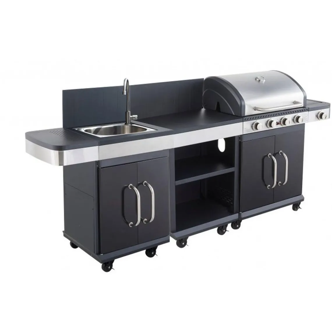 Cook'In Garden Barbecue gaz FIDGI 4 Brûleurs avec desserte et évier Online