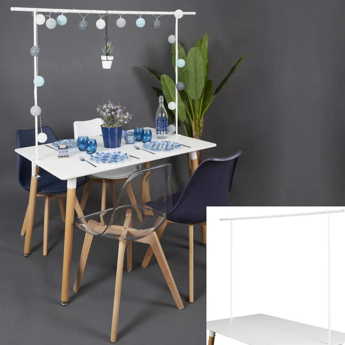 3S. x Home Barre Deco De Table Ajustable Int/Ext Blanc M6 Clearance