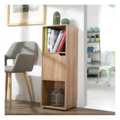 Calicosy Bibliothèque 3 cases avec une porte en bois Online