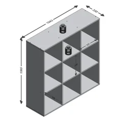 3S. x Home Bibliothèque 9 Compartiments Couleur Béton MEGA Gris Clearance