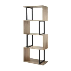 Calicosy Bibliothèque 4 Niveaux Décor Bois et Montants Métal Sale