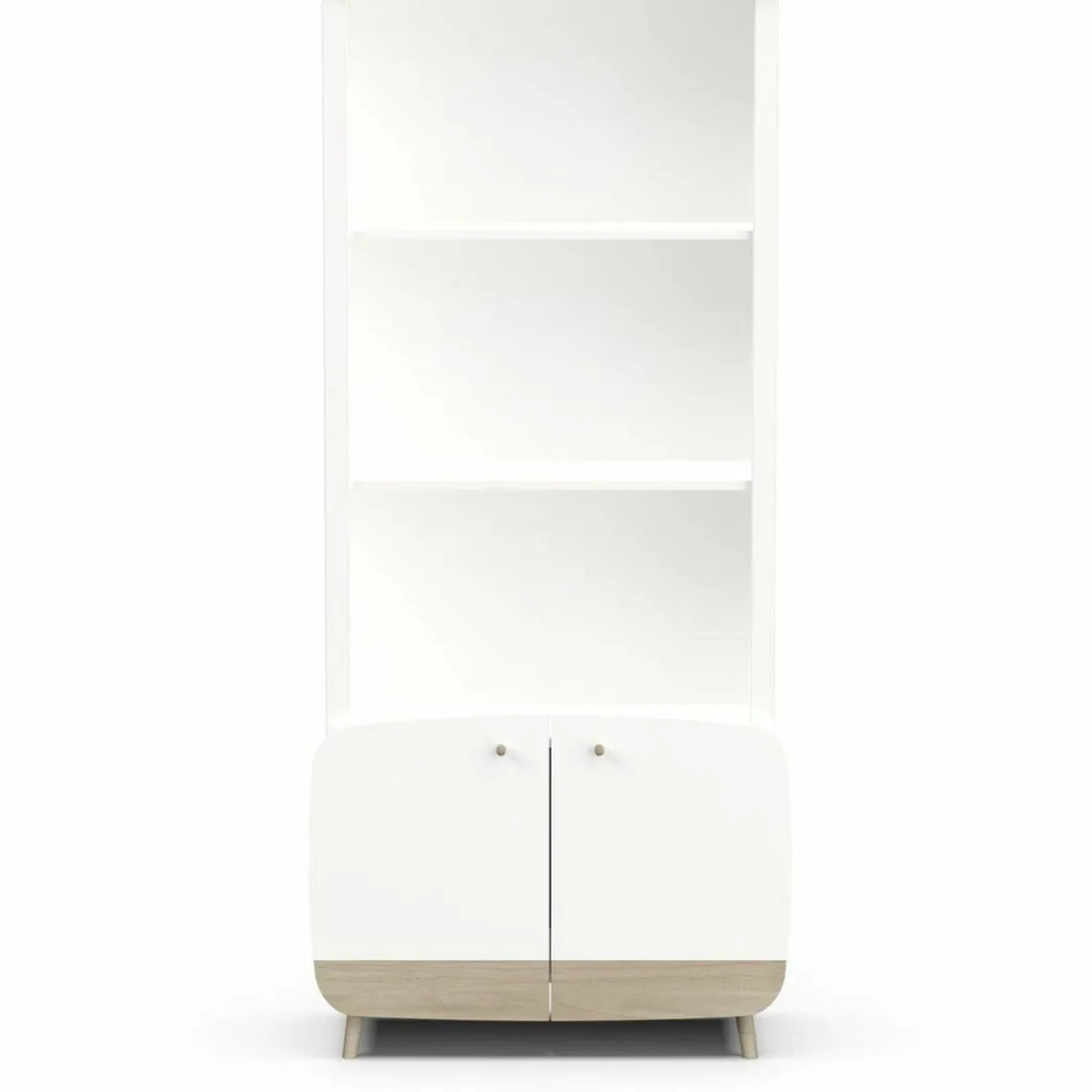 3 SUISSES Bibliothèque 2 tablettes et 2 Portes FIRMIANA blanc et pin naturel Sale