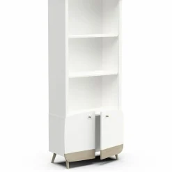 3 SUISSES Bibliothèque 2 tablettes et 2 Portes FIRMIANA blanc et pin naturel Sale