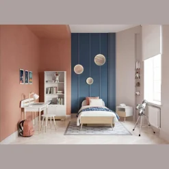 3 SUISSES Bibliothèque 2 tablettes et 2 Portes FIRMIANA blanc et pin naturel Sale