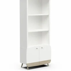 3 SUISSES Bibliothèque 2 tablettes et 2 Portes FIRMIANA blanc et pin naturel Sale