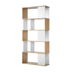 Calicosy Bibliothèque avec Décor Chêne en bois Blanc Discount