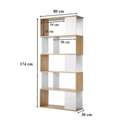 Calicosy Bibliothèque avec Décor Chêne en bois Blanc Discount