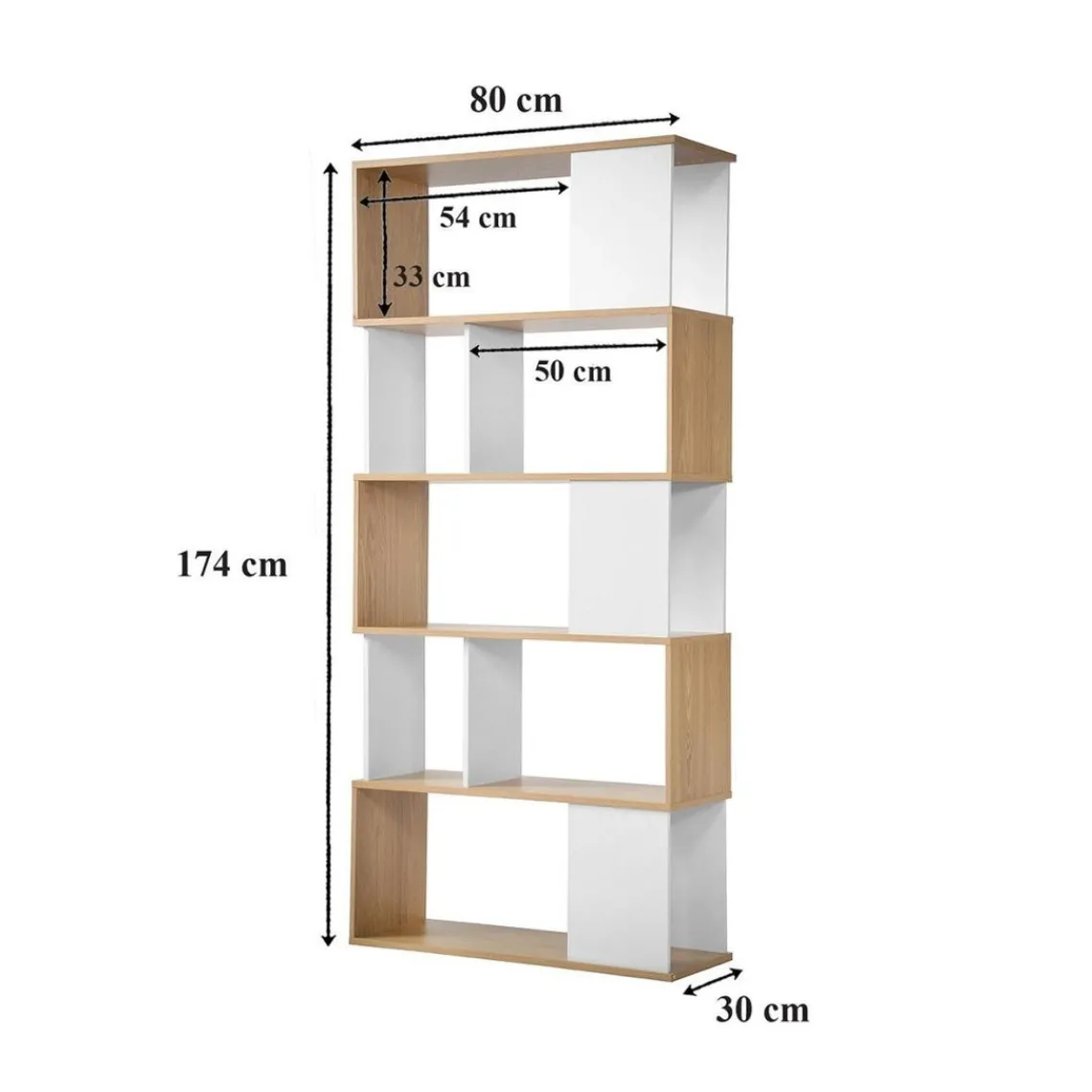 Calicosy Bibliothèque avec Décor Chêne en bois Blanc Discount