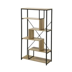 Calicosy Bibliothèque avec étagères 6 niveaux en Bois Beige Discount