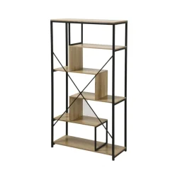 Calicosy Bibliothèque avec étagères 6 niveaux en Bois Beige Discount