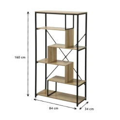 Calicosy Bibliothèque avec étagères 6 niveaux en Bois Beige Discount