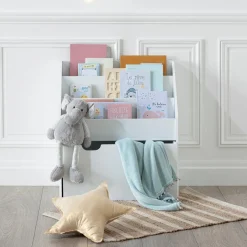 3S. x Home Bibliothèque enfant, bac à roulettes, blanc Discount