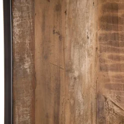 Macabane Bibliothèque Haute ALIDA 2 Portes Et 10 Open Space Bois Teck Recyclé Acacia Mahogany Et Métal