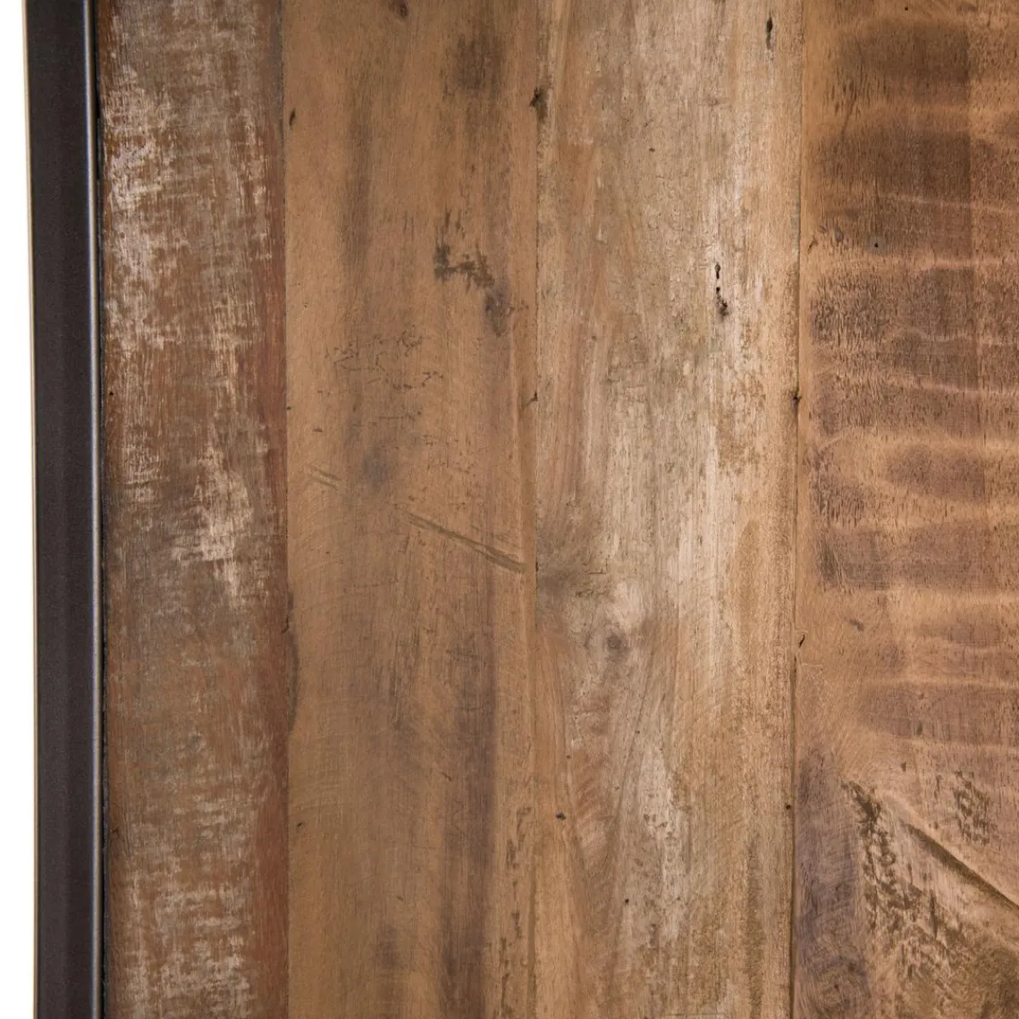 Macabane Bibliothèque Haute ALIDA 2 Portes Et 10 Open Space Bois Teck Recyclé Acacia Mahogany Et Métal