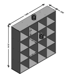 3S. x Home Bibliothèque MEGA 6 avec 16 casiers New