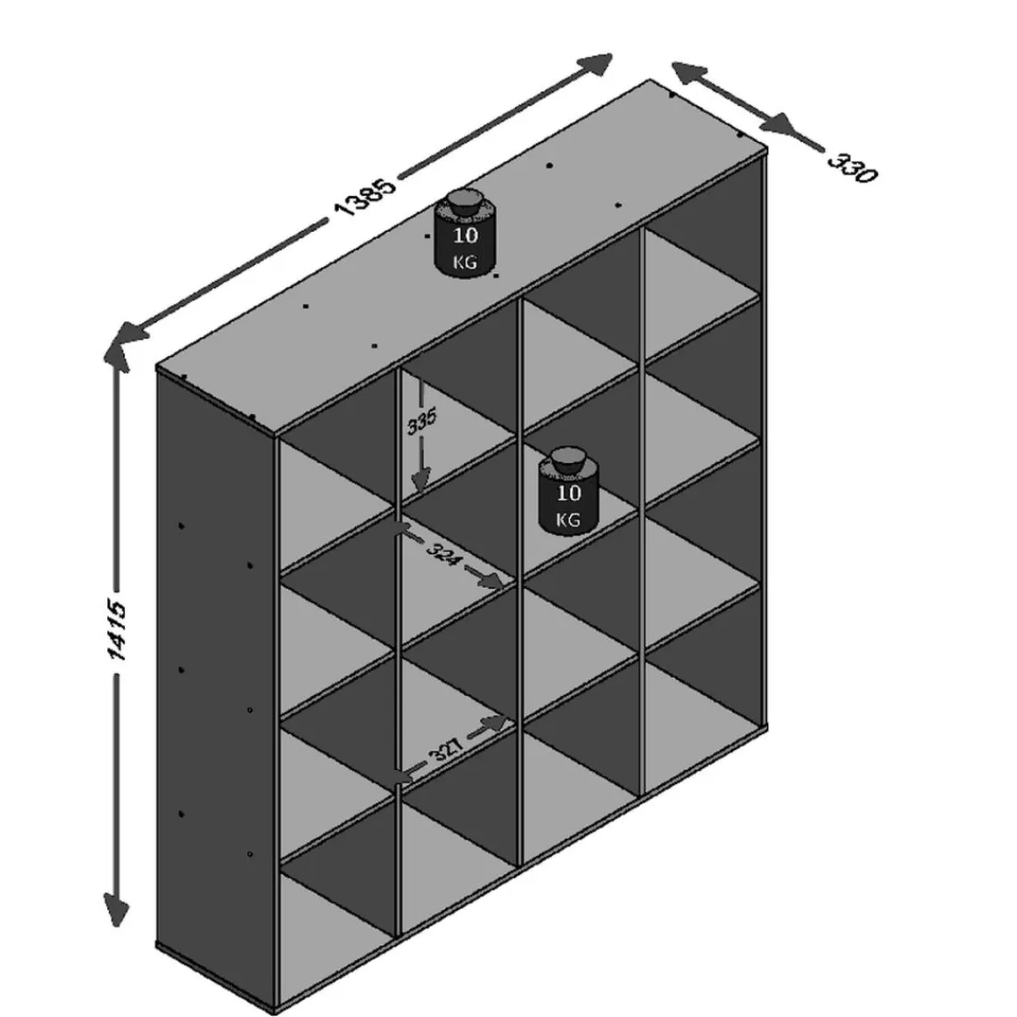 3S. x Home Bibliothèque MEGA 6 avec 16 casiers New
