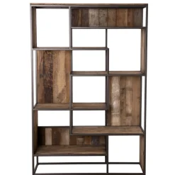 Macabane Bibliothèque SIXTINE 6 Niveaux Avec 6 Open Space Bois Teck Recyclé Acacia Mahogany Et Métal Online