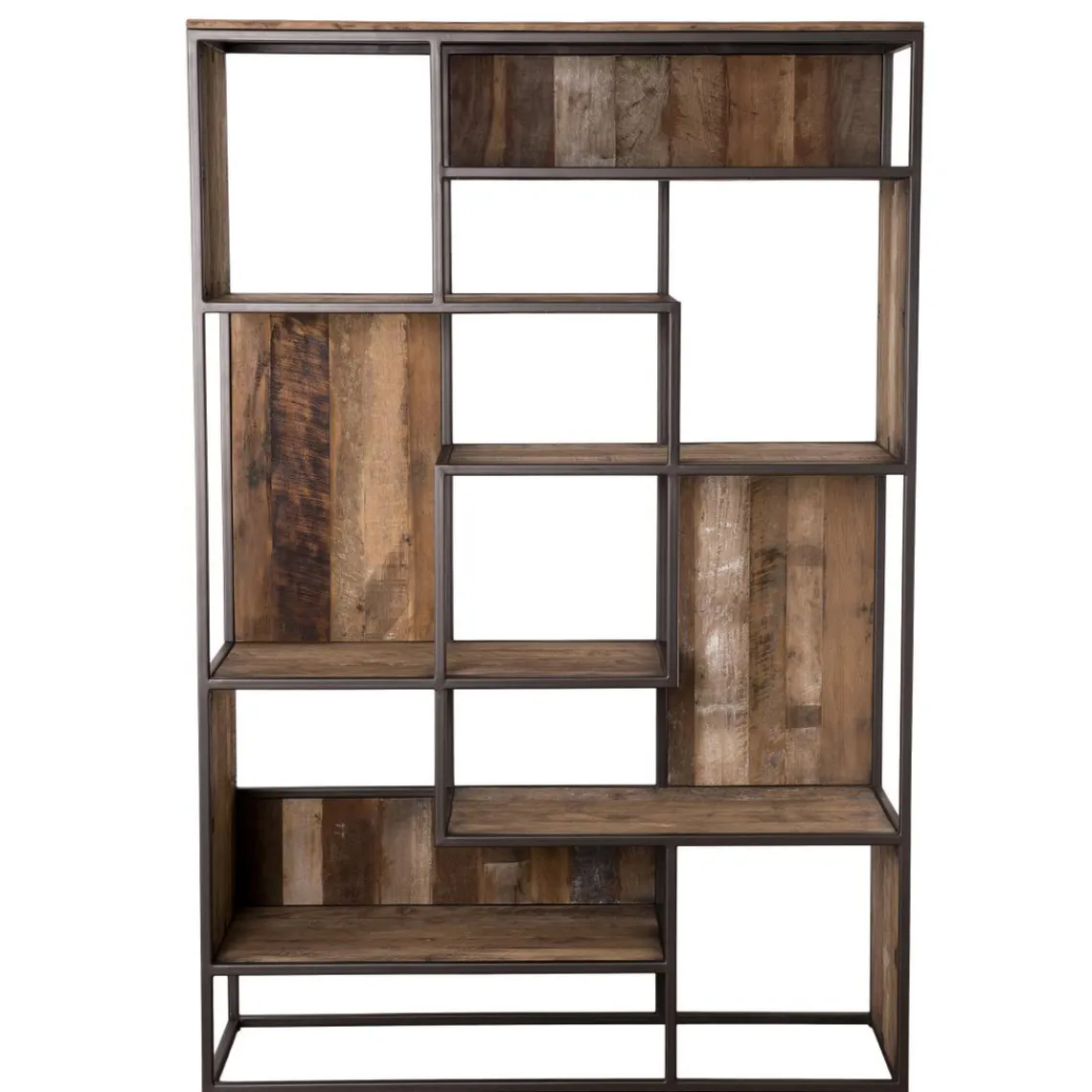 Macabane Bibliothèque SIXTINE 6 Niveaux Avec 6 Open Space Bois Teck Recyclé Acacia Mahogany Et Métal Online