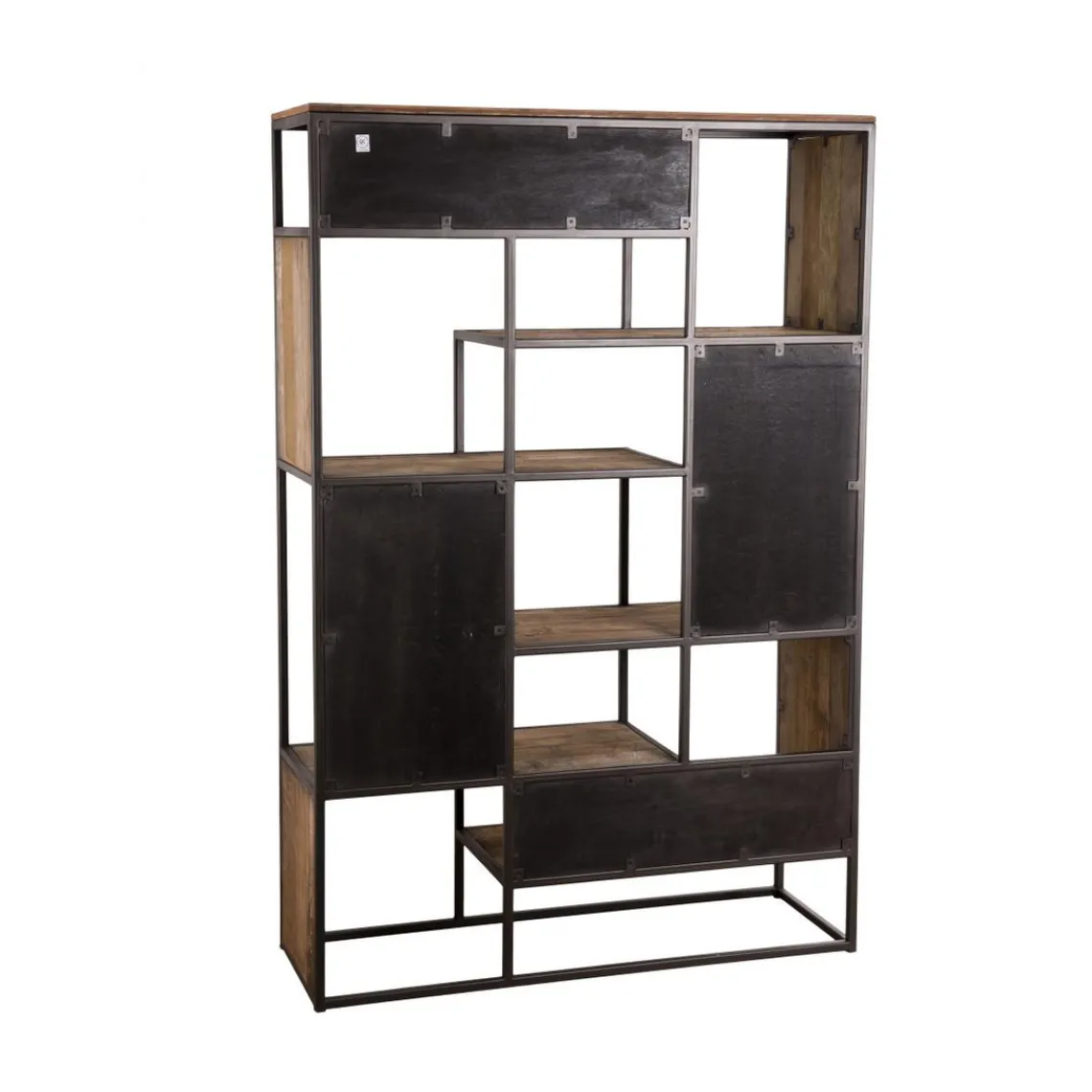 Macabane Bibliothèque SIXTINE 6 Niveaux Avec 6 Open Space Bois Teck Recyclé Acacia Mahogany Et Métal Online