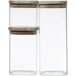 3S. x Home Bocal Verre de 3 Empilable et Bois Clearance