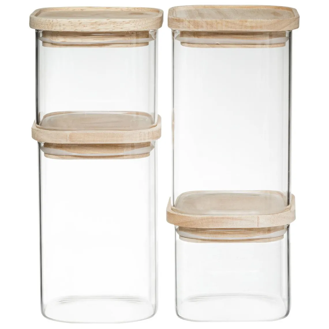3S. x Home Bocal Verre de 4 Empilable et Bois New