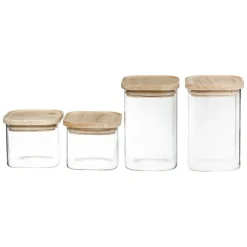 3S. x Home Bocal Verre de 4 Empilable et Bois New