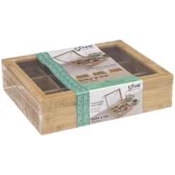 3S. x Home Boite à thé 12 compartiments amovible en bambou New