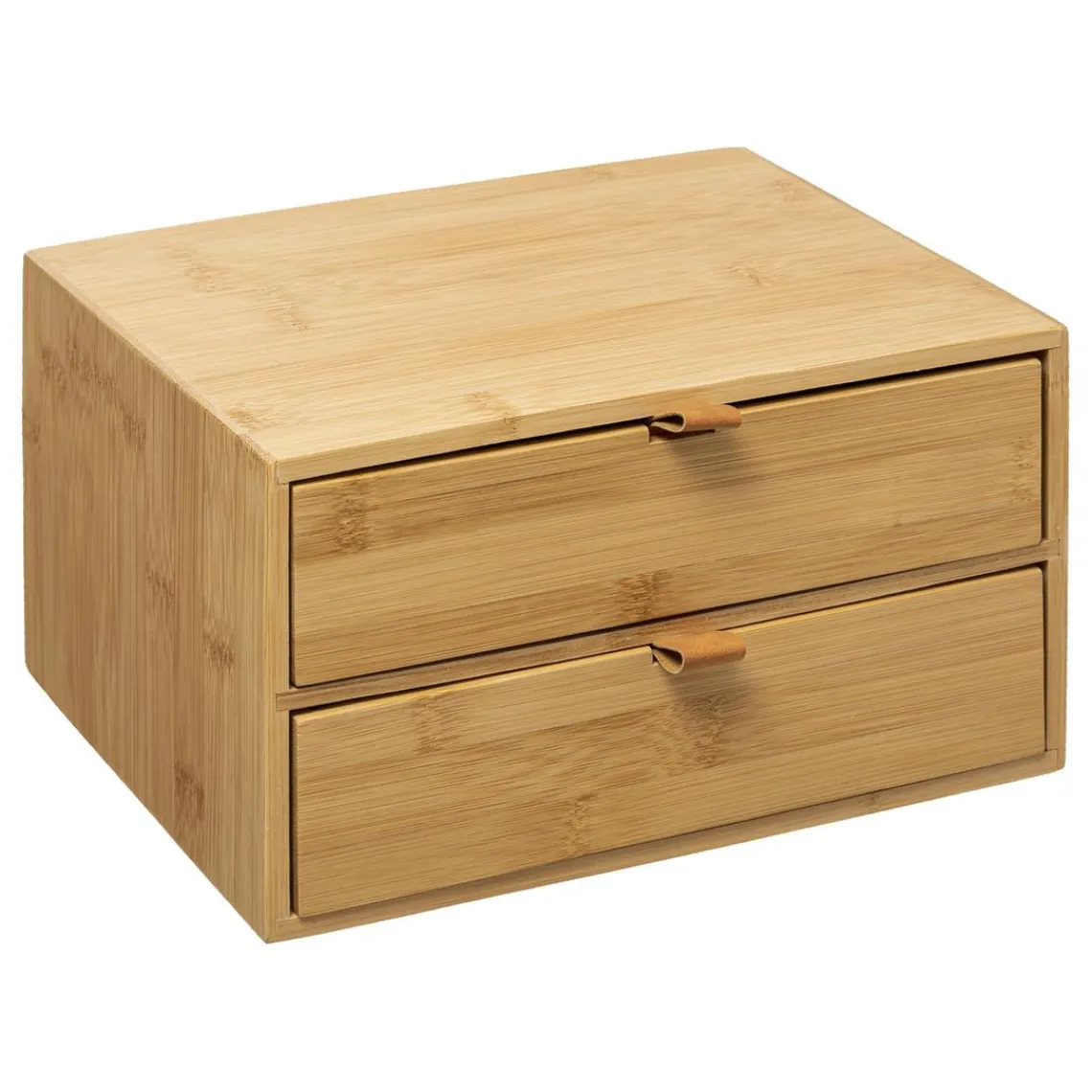 3S. x Home Boite 2 Tiroirs Bambou Cuir Best