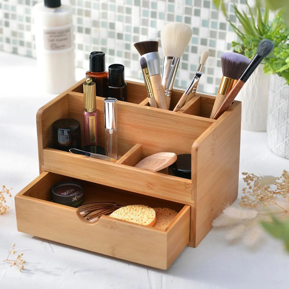 Becquet Boite de rangement en bambou avec tiroir MASTER-IN Outlet