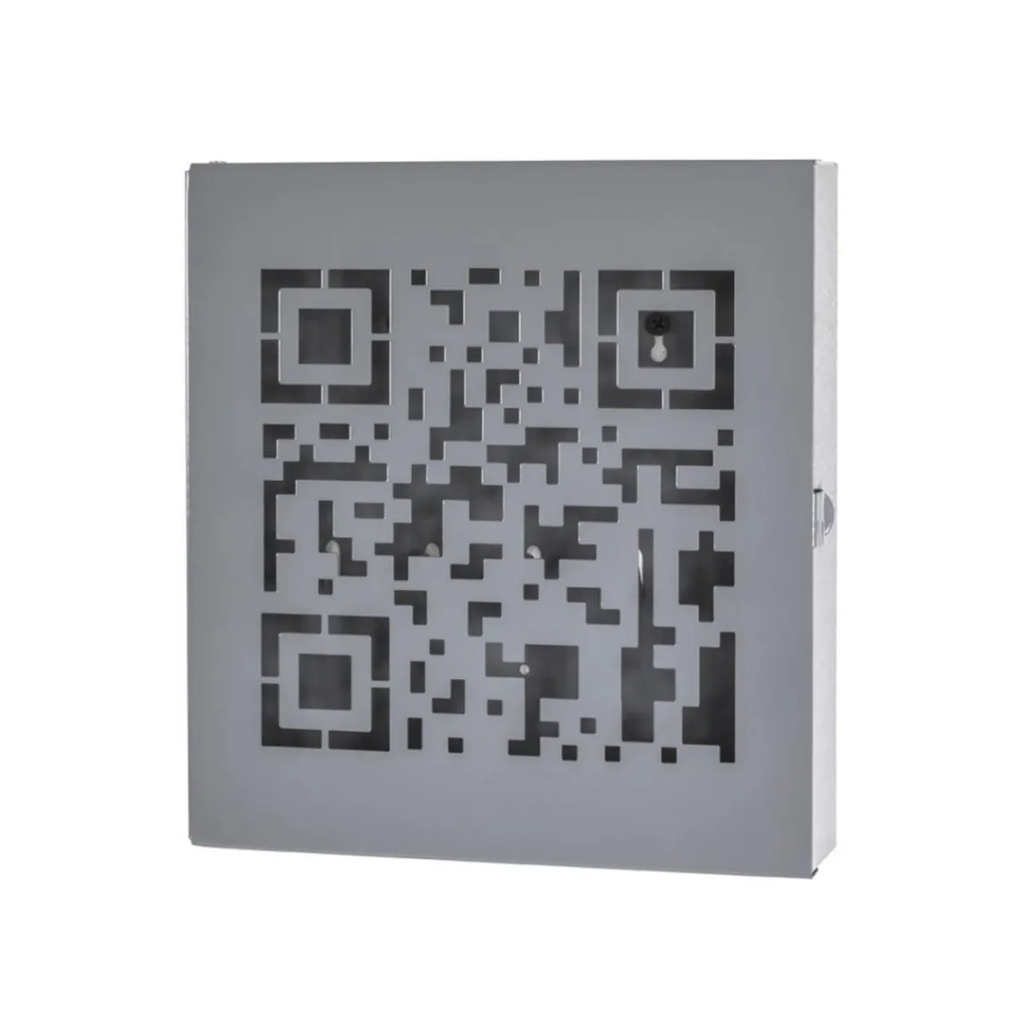 3S. x Home Boîte à clés avec 10 crochets à motif code QR découpé abstrait en Métal laqué Gris Hot
