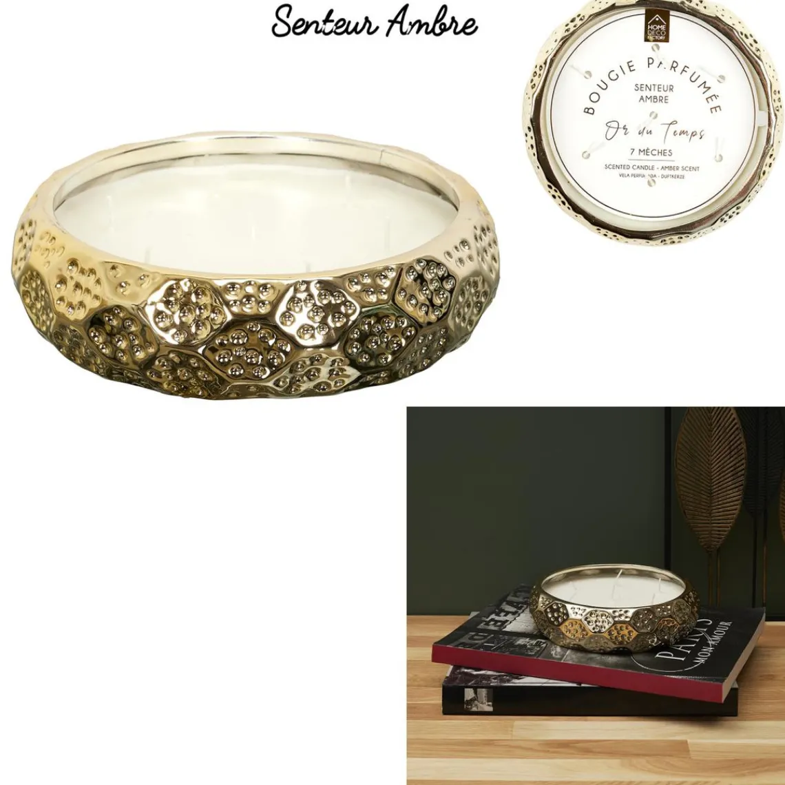 3S. x Home Bougie Parfumée Céramique Or Du Temps 7 Mèches M8voir Hot