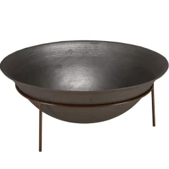 Macabane Braséro rond foyer en fonte sur pieds acier couleur rouille GREGOIRE Discount