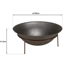Macabane Braséro rond foyer en fonte sur pieds acier couleur rouille GREGOIRE Discount