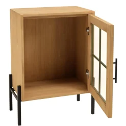 Macabane Buffet 1 porte vitrée encadrement vert pin et métal noir HELENA Discount