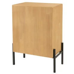 Macabane Buffet 1 porte vitrée encadrement vert pin et métal noir HELENA Discount