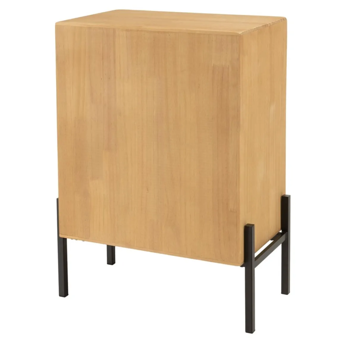 Macabane Buffet 1 porte vitrée encadrement vert pin et métal noir HELENA Discount