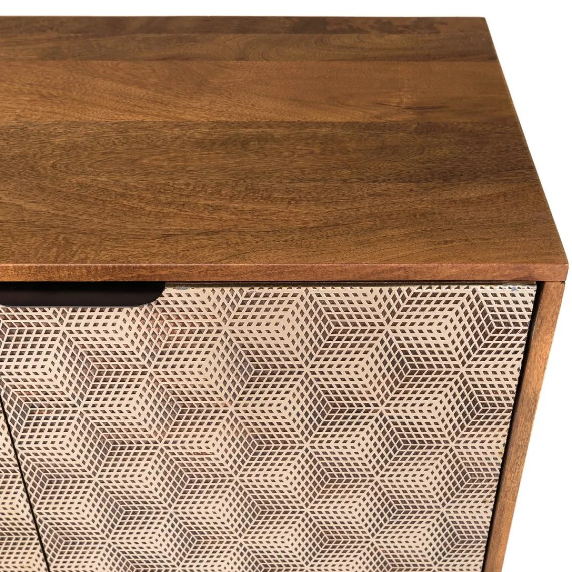 Macabane Buffet 4 portes à motifs ethniques et pieds croisés Hot