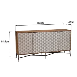 Macabane Buffet 4 portes à motifs ethniques et pieds croisés Hot