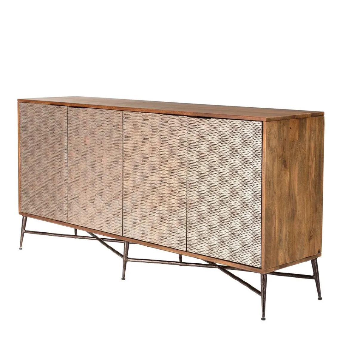 Macabane Buffet 4 portes à motifs ethniques et pieds croisés Hot