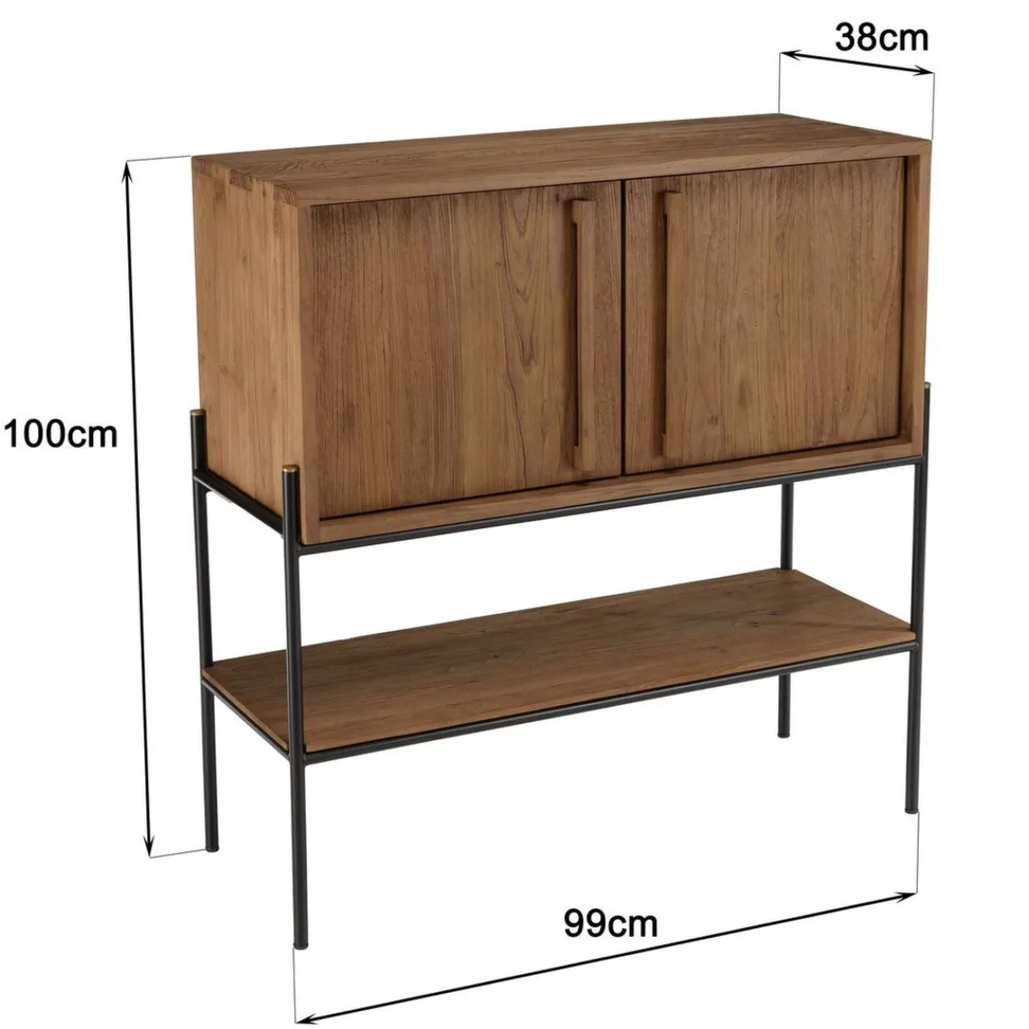 Macabane Buffet 2 portes 1 niche en bois de teck recyclé naturel Discount