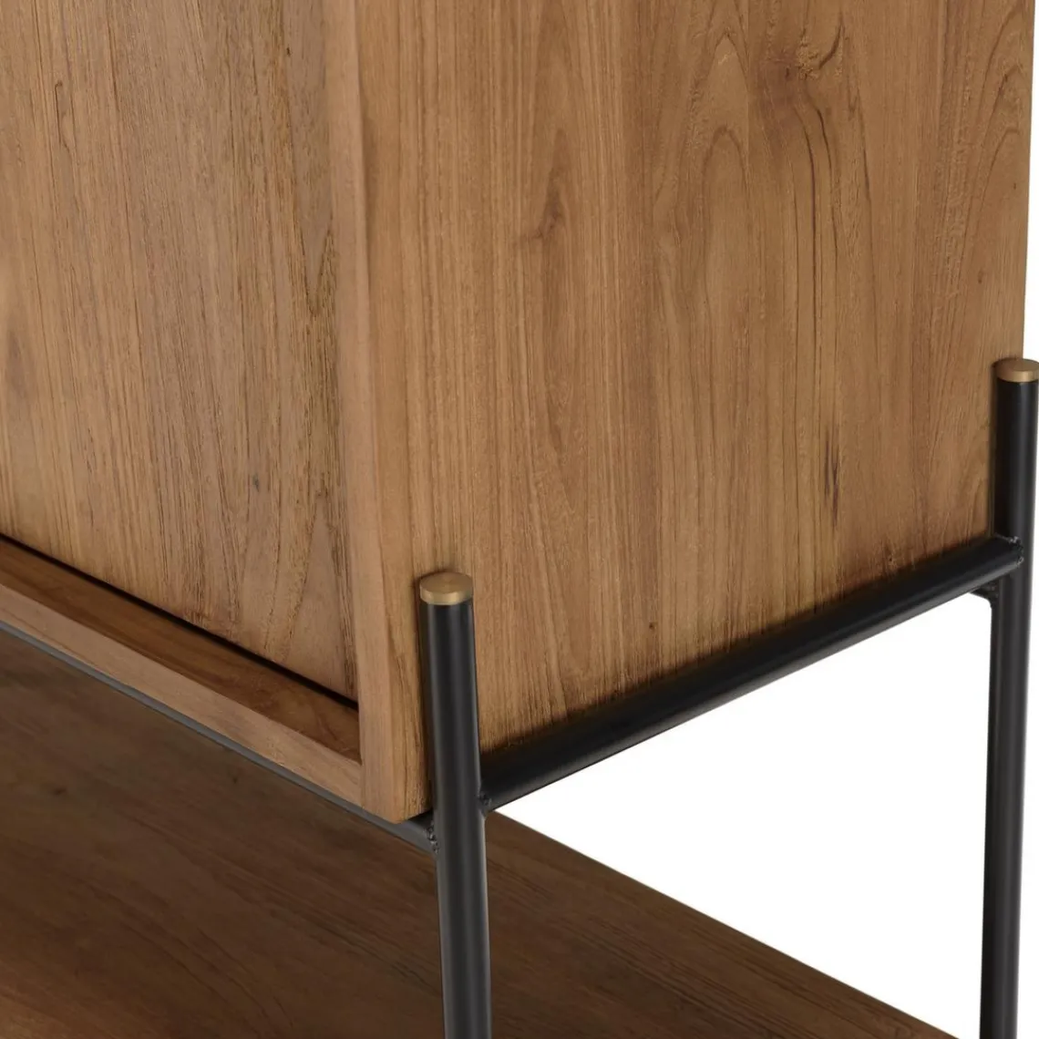 Macabane Buffet 2 portes 1 niche en bois de teck recyclé naturel Discount