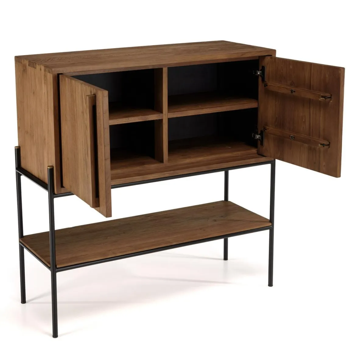 Macabane Buffet 2 portes 1 niche en bois de teck recyclé naturel Discount