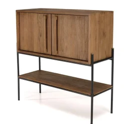 Macabane Buffet 2 portes 1 niche en bois de teck recyclé naturel Discount