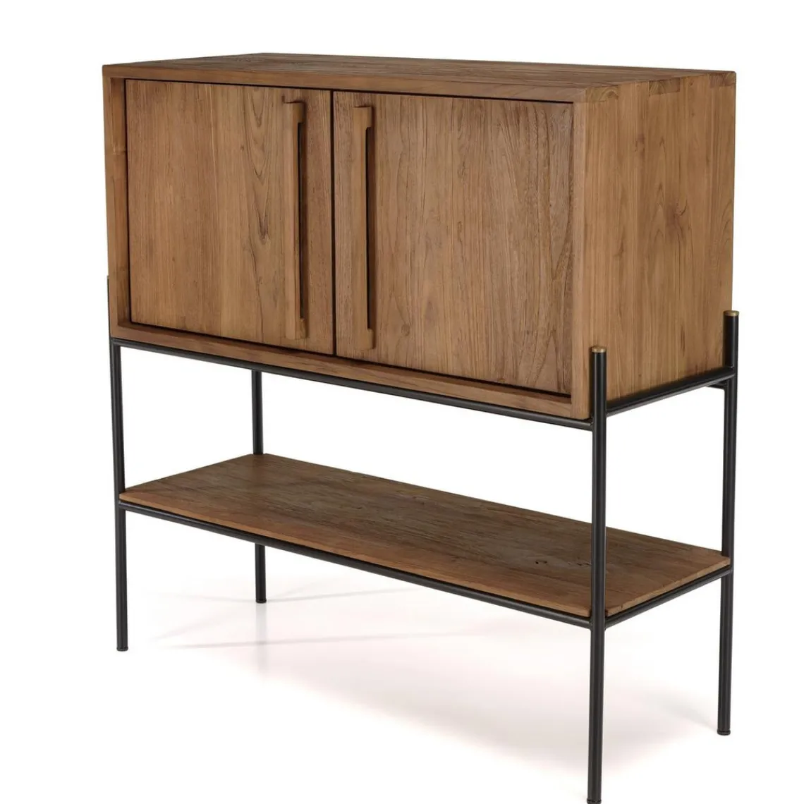 Macabane Buffet 2 portes 1 niche en bois de teck recyclé naturel Discount
