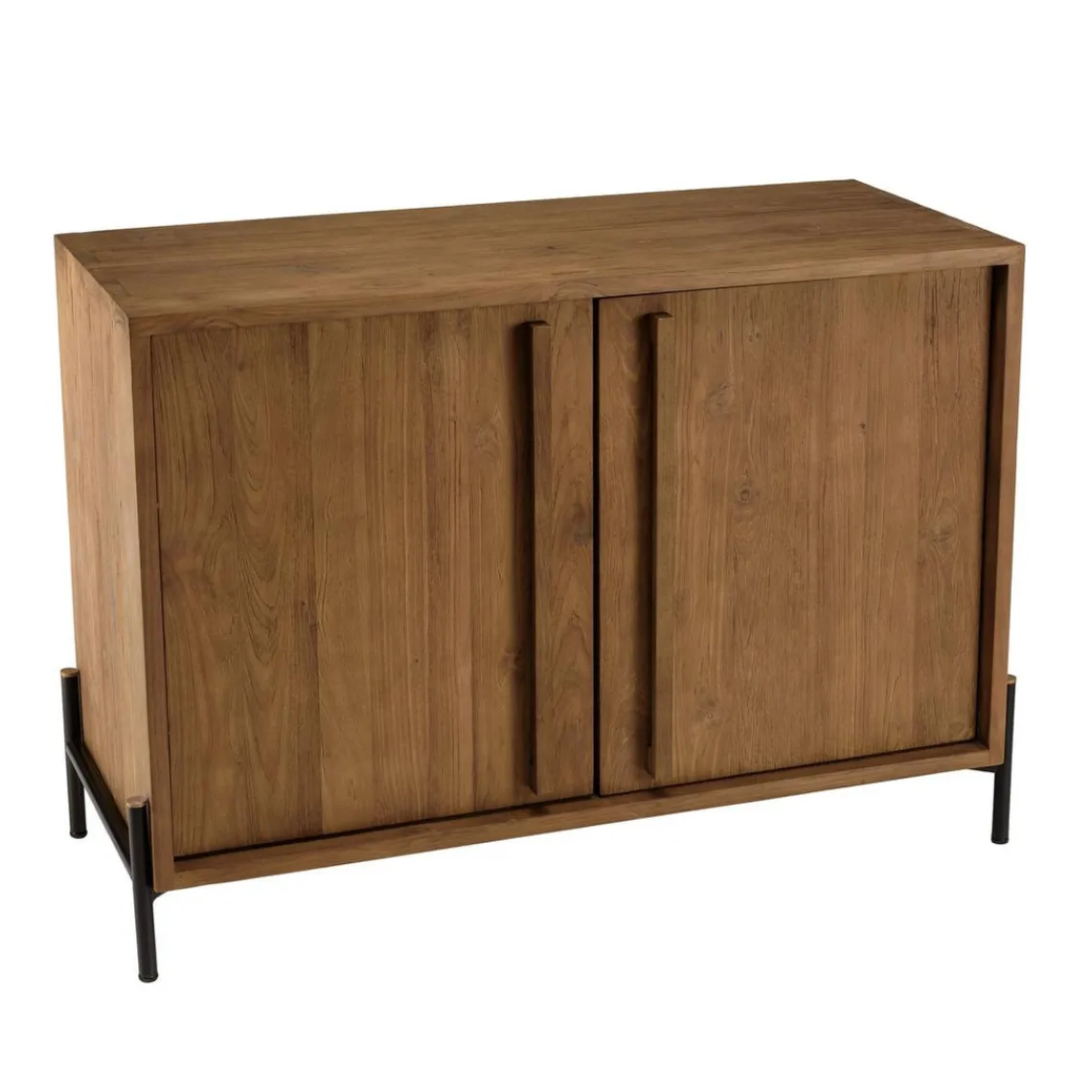 Macabane Buffet 2 portes, 1 étagère en bois de teck recyclé Discount