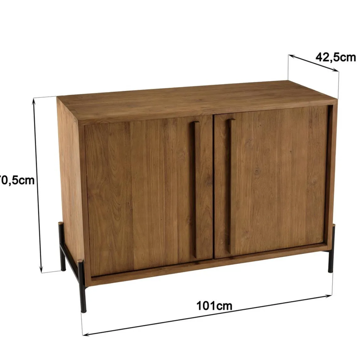 Macabane Buffet 2 portes, 1 étagère en bois de teck recyclé Discount