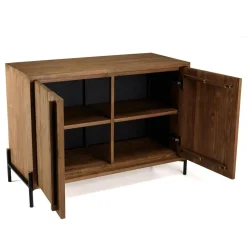 Macabane Buffet 2 portes, 1 étagère en bois de teck recyclé Discount