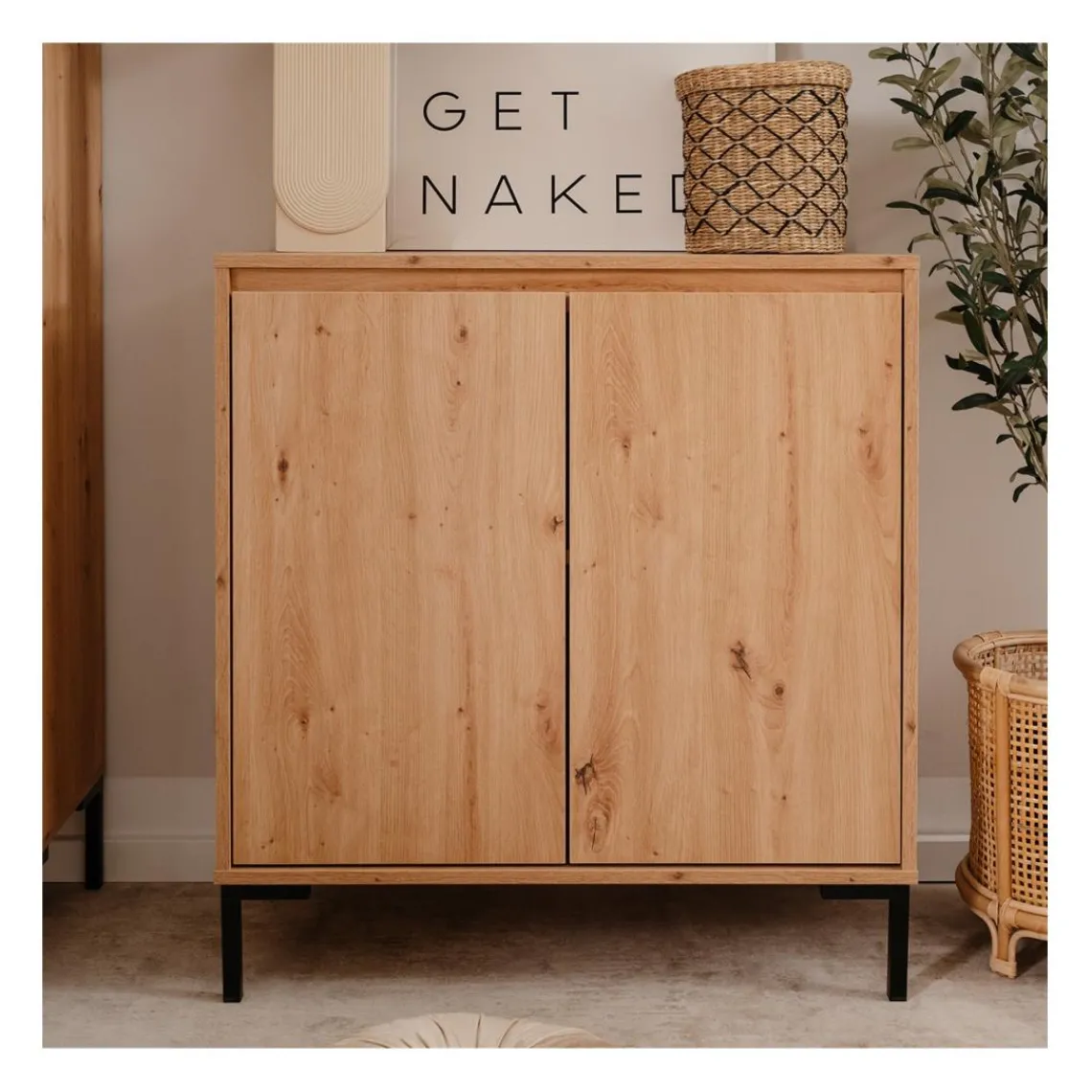 Calicosy Buffet 2 Portes 1 étagère PLOCK Beige Hot