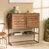 Macabane Buffet 2 portes, 2 étagères amovible en bois de teck recyclé et acier New